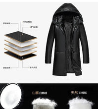 Sheepskin Down Jacket Men Mid Length Korean Slim Fitting Hooded Windbreaker Male Luxury Brand Puffer Jacket Man Winter Down Coat