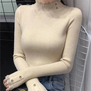 Winter Women Turtleneck Sweater Oversize Long Sleeve Top