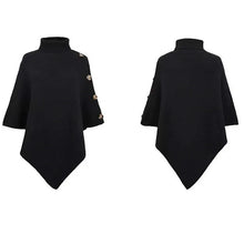 Fashion Winter Women Turtleneck Irregular Loose Pullover Shawl Cape Sweater Solid Color Autumn Knitted Long Tops Casual Clothing