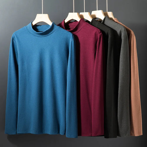 Large Size Men Autumn Winter Medium Collar Double-Sided Velvet Bottoming Shirt Trend Within the Warm Autumn Coat Long-Sleeve