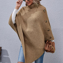Fashion Winter Women Turtleneck Irregular Loose Pullover Shawl Cape Sweater Solid Color Autumn Knitted Long Tops Casual Clothing