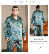 5XL Big Size Pajamas For Men 165KG Spring Summer Ice Silk Satin Cool Pajama Man Set Casual Loose Luxury Print Sleepwear Pijama