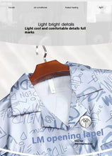 Large Size Men Pajamas Set Ice Silk Cartoon Bear Short-Sleeved Student Two-Piece Cardigan Lapel Smiley Letters 3xl Code Pajamas