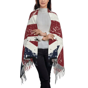 Custom UK Flag Tassel Scarf Women Winter Warm Shawl Wrap