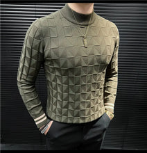 High Quality Half High Collar Knitted Sweater for Men Casual Business Pullover Sweater Slim Fit Warm Knitwear Tops Autumn Winter