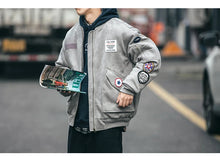 Mens American Heavyweight Padded Bomber Jacket Winter Warm Badge Patch Streetwear Fashion Trendy Coat Korean Hip Hop Parkas Male