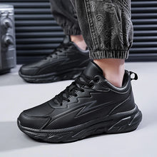 Black Leather Shoes for Men Height Increasing Winter Fashion Sneakers Plus Fur