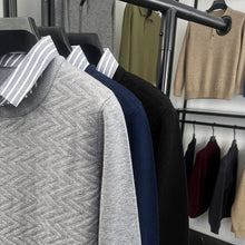 Men's Knit Sweater with Shirt Collar - Gray Vintage Style Fake Layered Business Casual Pullover Old Money Style Top