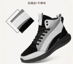 Men Boots Elevator Shoes Hidden Heels Canvas Heightening Shoes