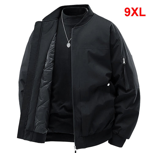 Winter Thick Jackets Men 9XL Plus Size Solid Color Varsity Jacket Fashion Casual Baseball Jacket Coats Male Big Size 8XL