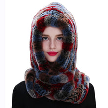 Winter Hats for Woman Fall Cap Warm Natural Fur Hat with Neck Scarves Bonnets Women Knitted Real Rex Rabbit Fur Hat Hooded Scarf