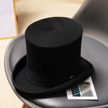 Men top hat Wool Bowler Hat Derby Hat Autumn Winter Vintage British Style Jazz Cap Presidential Hat 11 cm high magician hat