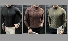 High Quality Half High Collar Knitted Sweater for Men Casual Business Pullover Sweater Slim Fit Warm Knitwear Tops Autumn Winter