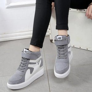 Women Sneakers High Top Platform Casual Wedges Autumn Winter Shoes Lace-up