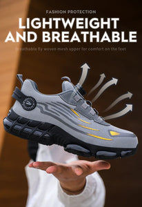 Big Size Men and Women Rotary Buckle Work Safety Shoes Men Air Soft Sole Lightweight Sneakers Protective Fashion Work Shoes