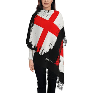 Custom UK Flag Tassel Scarf Women Winter Warm Shawl Wrap