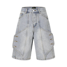 Punk Style Hip Hop Casual Denim Shorts Patchwork