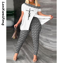 2-piece Set LKF Diagonal Shoulder Split T-shirt Top & Shorts Casual Fashion Suit