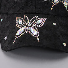 Summer Lace Flowers Baseball Caps for Women Butterfly Rhinestone Breathable Mesh Snapback Hat Hip Hop Hat Fashion Sun Hat Gorras