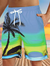 Men's Quick Dry 3D Printed Beach Shorts with Drawstring- Graphic Coconut Tree Breathable Design