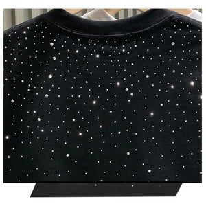 Men's Summer Rhinestone Rivet T-shirt  featuring a round neck and casual  styles Perfect for high street  fashion in 2025 . Short sleeve for comfort fit