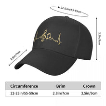 Classic Heartbeat Line Music Gold Baseball Cap for Men Women Custom Adjustable