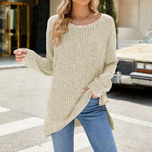 Fashion Casual Solid Color  Neck Long Sleeve Women Pullover Top