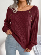 Women Casual Square Collar Buttons Long Sleeve Knitted Pullovers Sweaters