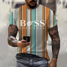 Men's round neck short sleeved T-shirt, 3D printed large casual sweater, fashionable trend, summer