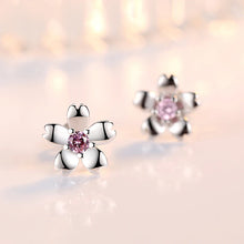 925 Sterling Silver New Jewelry Crystal Zircon Flower Stud Earrings