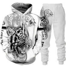 Tracksuit Men Animal 3D Tiger Printed Hoodie + Pants Suit 2 Pcs Sportwear Mens Tracksuit Set Men's Clothing designer clothes men