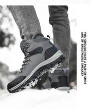 Men's Winter Boots With Fur Warm Snow Non-slip Men Work Casual Shoes Waterproof Leather Sneakers High Top Ankle Boots Plus Size
