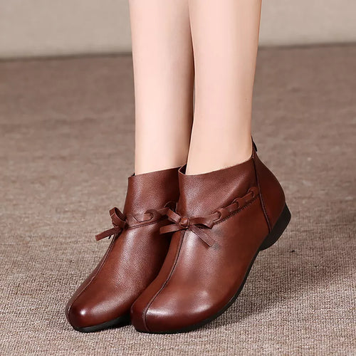 Vintage Winter Woman  leather Boots ( Fashion Butterfly-knot Retro )