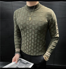 High Quality Half High Collar Knitted Sweater for Men Casual Business Pullover Sweater Slim Fit Warm Knitwear Tops Autumn Winter