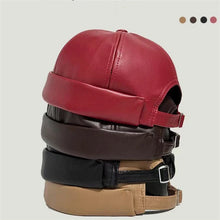 Retro Solid Color Brimless Hat Spring Summer Fashion Casual PU Leather Melon Caps Docker Cap Men Women Adjustable Hip Hop Hats