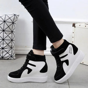 Women Sneakers High Top Platform Casual Wedges Autumn Winter Shoes Lace-up