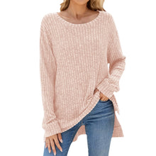 Fashion Casual Solid Color  Neck Long Sleeve Women Pullover Top