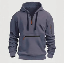 Men's autumn and winter pocket zipper hoodie fashion casual everyday with outdoor sports warm drawstring long-sleeved Tops
