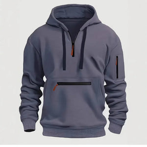 Men's autumn and winter pocket zipper hoodie fashion casual everyday with outdoor sports warm drawstring long-sleeved Tops