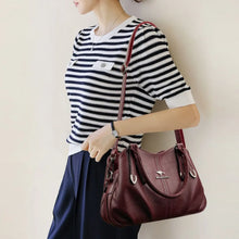 Four Arrows Soft Pu Leather Luxury Handbags Women Bags Designer 3 Layer Medium Shoulder Crossbody Sac Ladies Large Capacity Tote