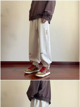 Winter Thickened Fleece Men's Pants Warm Casual Embroidery Letter Fleece Liner Thick Trousers Outdoor Thermal Warm Sweatpants