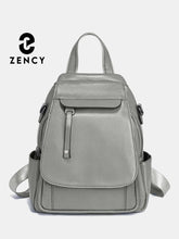 Zency Genuine Leather Women's Fashion Backpack High Quality School Travel Shoulder Bags Satchel Rucksack Multifunctional Pockets