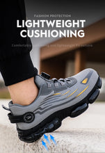Big Size Men and Women Rotary Buckle Work Safety Shoes Men Air Soft Sole Lightweight Sneakers Protective Fashion Work Shoes