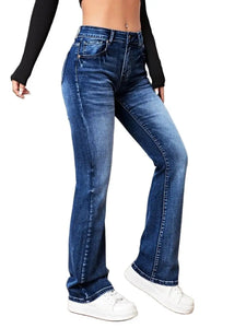 2023 Fall Trousers High Waist Boot Cut Jeans For Women Fashion Stretch Denim Pants Casual Female Clothing S-2XL Drop Shipping