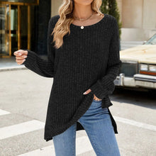 Fashion Casual Solid Color  Neck Long Sleeve Women Pullover Top