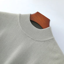 Men's Thick Sweater 100% Cotton Half high collar  Knitted Hoodie Fashion Jacquard Bottom Sweater Autumn/Winter Warm Men's Wear