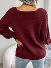 Women Casual Square Collar Buttons Long Sleeve Knitted Pullovers Sweaters