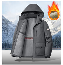 Big&Tall 8XL Men Outdoor Jacket Fleece Lined Thick Warm Winter Jacket Hiking Camping Windbreaker Plus Size Outwear Hooded Coat