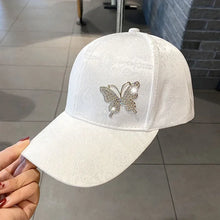 2025 New Ladies Fall New Versatile Cap Rhinestone Butterfly Sweat Absorbing Sunscreen Sun Hat Fashion Versatile Baseball Cap