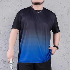 Men's Gradient T-shirt Big Size 6XL/7XL 110-175KG Fashion Loose Short Sleeve Round Collar Tees Summer Oversized Tops